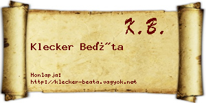 Klecker Beáta névjegykártya