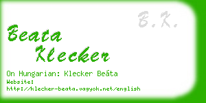 beata klecker business card